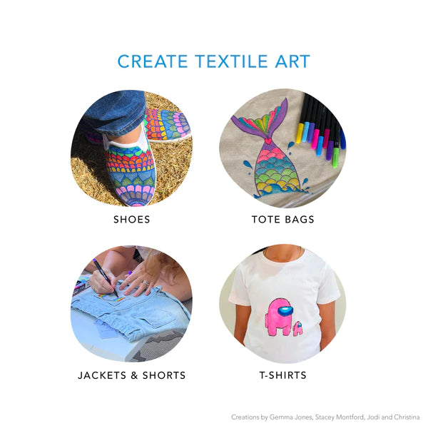 Permanent Fabric Pens - Set of 10