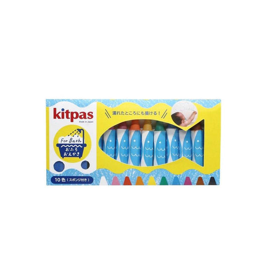 Kitpas Crayons for Bath 10 Colours with Sponge