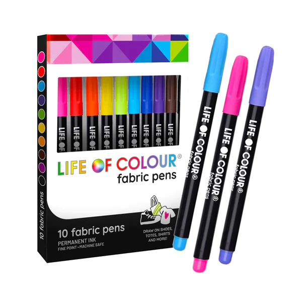 Permanent Fabric Pens – Set of 10