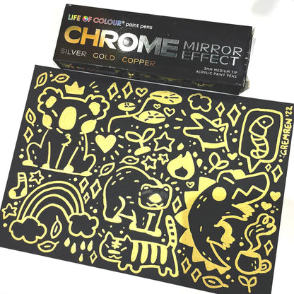 Chrome Mirror Effect 3mm medium Tip Acrylic Paint Pens - Set of 3